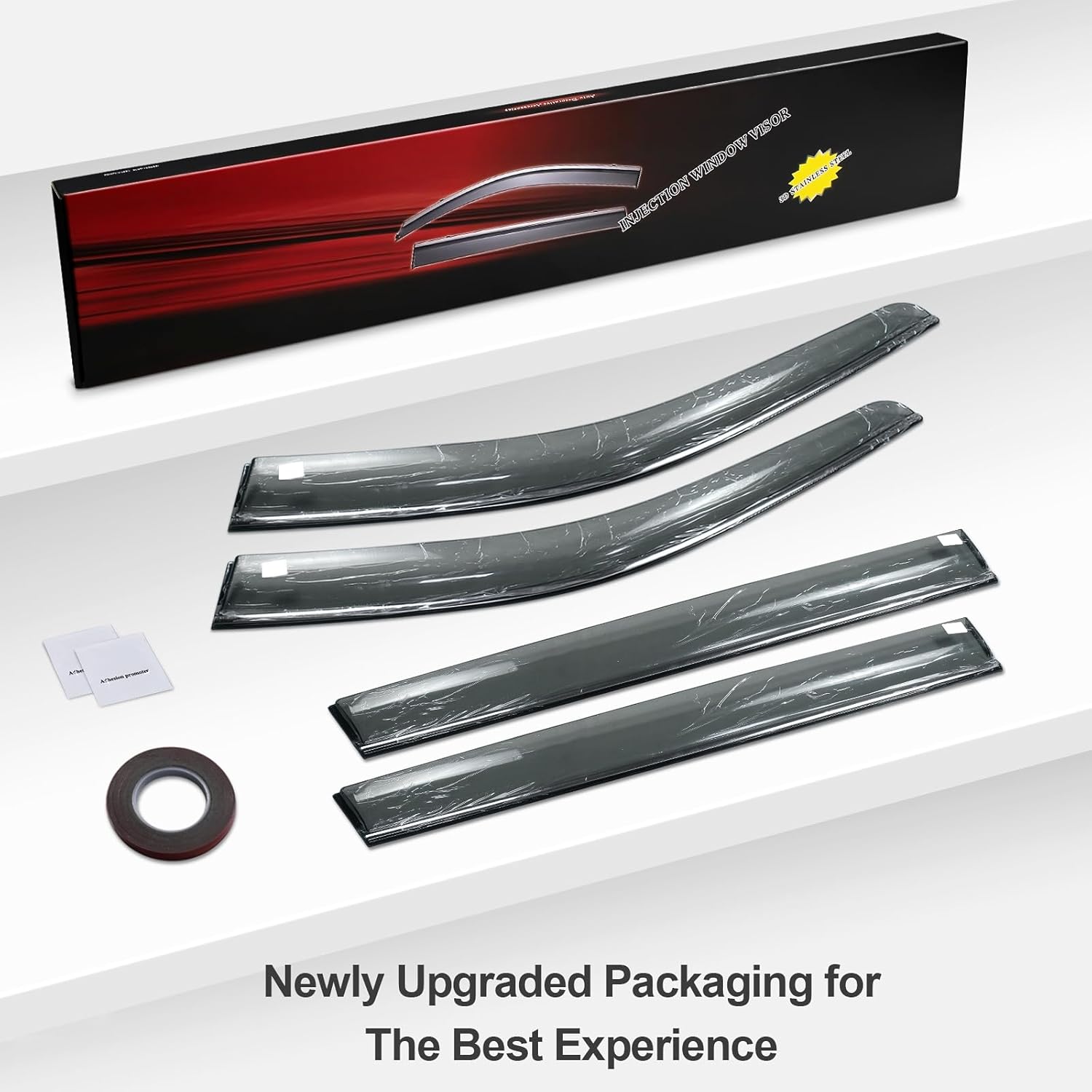 window deflectors smoke tinted tape on side window vent visor deflectors rain guards compatible with Ford bronco sport 2021-2026 4pcs fw0565